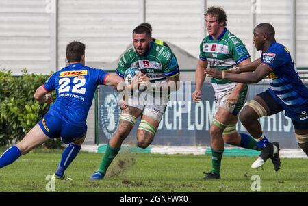 Stade Monigo, Trévise, Italie, 25 septembre 2021, Riccardo Favretto pendant le rugby de Benetton contre DHL Stormers - match de rugby de championnat Banque D'Images