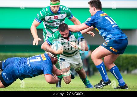 Stade Monigo, Trévise, Italie, 25 septembre 2021, Lorenzo Cannone (Benetton Trévise) pendant le rugby de Benetton contre DHL Stormers - championnat de rugby unifié Banque D'Images