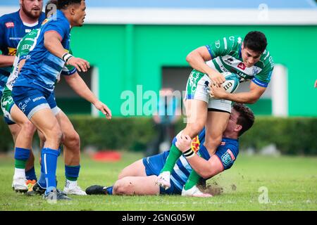 Trévise, Italie. 25 septembre 2021. Tomas Albornoz (Benetton Treviso) pendant Benetton Rugby vs DHL Stormers, United Rugby Championship Match à Trévise, Italie, septembre 25 2021 crédit: Independent photo Agency/Alay Live News Banque D'Images