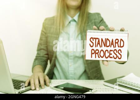 Affichage conceptuel processus standard. Règles d'idée d'affaires faites pour être mis en correspondance avec la qualité de produit final Conseiller financier donnant des conseils d'économie d'argent Banque D'Images
