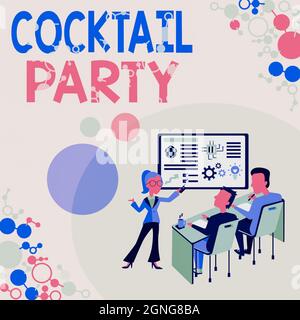 Affiche manuscrite cocktail Party. Idée d'affaires partie formelle avec des boissons alcoolisées habituellement en début de soirée présentant le concept de rapport de projet Banque D'Images