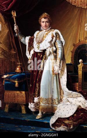 Napoléon Bonaparte. Portrait intitulé « Napoléon Ier, empereur des Français, dans Coronation Regalia » de François Gerard (1770-1837), huile sur toile, 1806/10 Banque D'Images