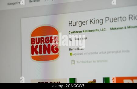 Jakarta, Indonésie-17 septembre 2021: Site web des applications mobiles Burger King à l'écran le 17 septembre 2021. À Jakarta Indonésie. Banque D'Images