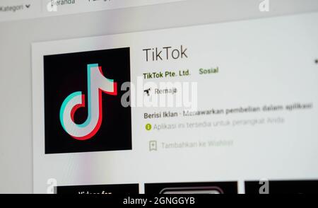 Jakarta, Indonésie-17 septembre 2021 : site Web d'applications mobiles Tiktok à l'écran le 17 septembre 2021. À Jakarta, Indonésie. Banque D'Images