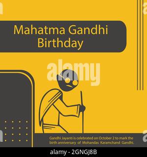 Gandhi Jayanti est célébré le 2 octobre pour marquer l'anniversaire de naissance de Mohandas Karamchand Gandhi. Illustration de Vecteur