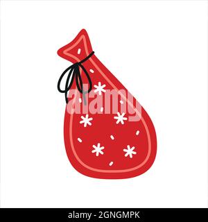 Sac rouge du Père Noël avec cadeaux de noël. Illustration vectorielle de Noël Illustration de Vecteur