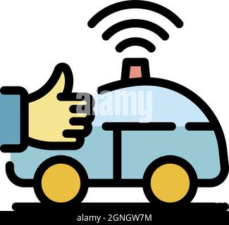 Icône d'arrêt de taxi sans pilote. Outline stop non habitée taxi vecteur icône couleur plat isolé Illustration de Vecteur