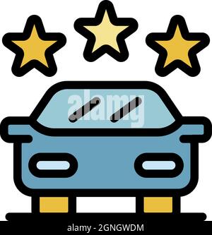 Icône de taxi sans pilote trois étoiles. Contour trois étoiles sans pilote de taxi vecteur de couleur plat isolé Illustration de Vecteur