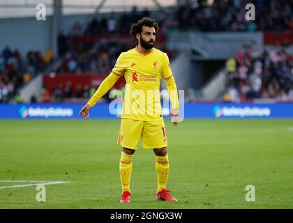 Brentford Community Stadium, Londres, Royaume-Uni. 25 septembre 2021. Premier League football Brentford versus Liverpool ; Mohamed Salah de Liverpool Credit: Action plus Sports/Alay Live News Banque D'Images