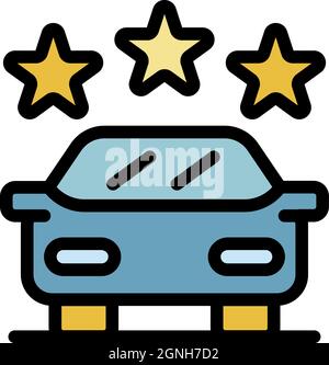 Icône de taxi sans pilote trois étoiles. Contour trois étoiles sans pilote de taxi vecteur de couleur plat isolé Illustration de Vecteur