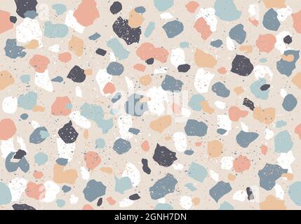 Motif en terrazzo vectoriel vintage sans couture dans un style rétro. Motif rétro coloré avec texture terrazzo. Texture de pierre vecteur vintage. Illustration de Vecteur