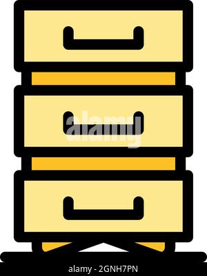 Icône de tiroir de fichier de données. Contour tiroir de fichier de données vecteur icône couleur plat isolé Illustration de Vecteur
