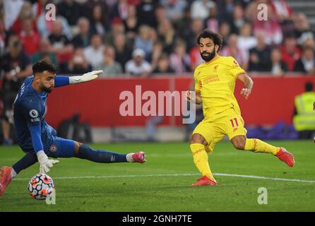 Londres, Royaume-Uni. 25 septembre 2021. 25 septembre 2021 - Brentford v Liverpool - la Premier League Mohamed Salah marque Liverpool Picture Credit : Credit: Mark pain/Alay Live News Banque D'Images