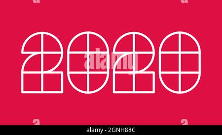 Affiche vectorielle avec 2020 sur fond rouge pour Noël et le nouvel an. Carte postale du nouvel an 2020. logo 2020. Illustration de Vecteur