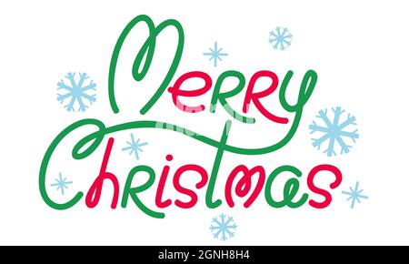 Bannière vectorielle pour Noël avec lettrage à dessin à la main. Bannière rétro pour Noël avec flocons de neige. Illustration de Vecteur