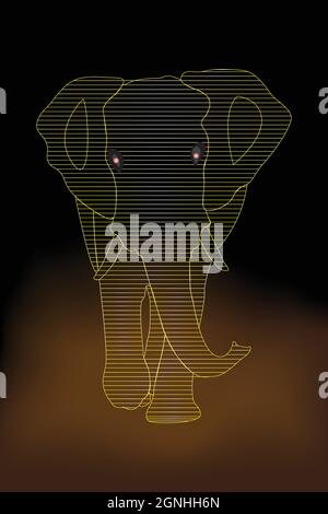 vecteur d'art mural avec un éléphant Illustration de Vecteur