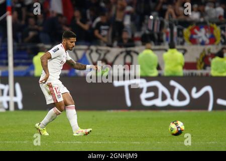 Henrique SILVA de Lyon lors du championnat de France Ligue 1 match de football entre l'Olympique Lyonnais et le FC Lorient le 25 septembre 2021 au stade Groupama à Decines-Charpieu près de Lyon, France - photo Romain Biard / Isports / DPPI Banque D'Images