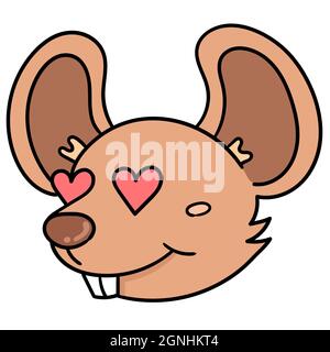 émoticone tête de souris avec une expression de tomber amoureux Illustration de Vecteur