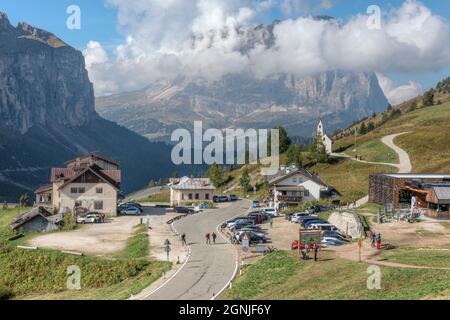 Passo Gardena, Haut-Adige, Dolomites, Tyrol du Sud, Italie Banque D'Images