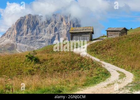 Passo Gardena, Haut-Adige, Dolomites, Tyrol du Sud, Italie Banque D'Images