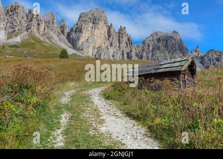 Passo Gardena, Haut-Adige, Dolomites, Tyrol du Sud, Italie Banque D'Images