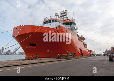 Frederikshavn, Danemark - Mars 11 2008: Normand Master au port de Frederikshavn. Banque D'Images