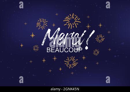 Texte de Merci beauputsch esquissé à la main sous forme de logo, de badge et d'icône. Carte postale Merci, invitation, affiche, modèle de bannière. Lettres merci typographiques. Merci Illustration de Vecteur