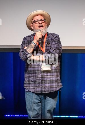 AUSTIN, TEXAS - SEPTEMBRE 25 : Bobcat Goldthwait se produit sur scène lors du Moontower Comedy Festival le 25 septembre 2021 à Austin, Texas.(photo de Maggie Boyd/SipaUSA) Banque D'Images