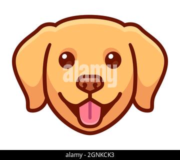 Dessin à la tête amusant de Golden Retriever de dessin animé. Portrait de chien mignon, illustration de clip art vectoriel. Illustration de Vecteur