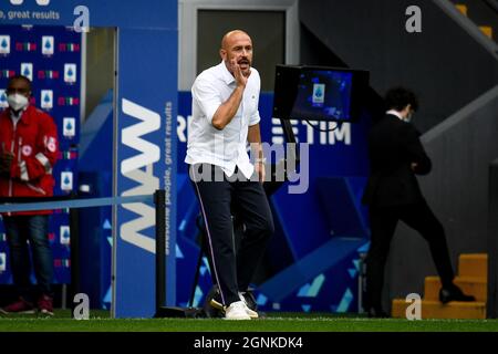 Udine, Italie. 26 septembre 2021. Vincenzo Italiano (entraîneur en chef Fiorentina) gestes durante Udinese Calcio vs ACF Fiorentina, Campionato di Calcio Serie A in Udine, Italia, 26 settembre 2021 crédit: Independent photo Agency/Alay Live News Banque D'Images