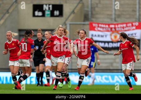 Alessia Russo (23) de Manchester United Women célèbre son but et fait le score 1-3 Banque D'Images