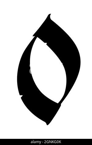 Numéro 0 dans le style gothique. Vecteur. Le symbole est isolé sur un fond blanc. Calligraphie et lettrage. Lettre latine médiévale. Logo de la com Illustration de Vecteur