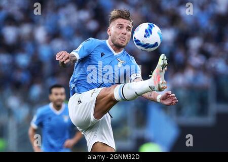 Ciro immobile du Latium pendant le championnat italien Serie Un match de football entre SS Lazio et AS Roma le 26 septembre 2021 au Stadio Olimpico à Rome, Italie - photo Federico Proietti / DPPI Banque D'Images