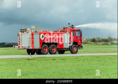 Göteborg, Suède - août 29 2009 : exposition de camions d'incendie au salon aéronautique de Göteborg. Banque D'Images