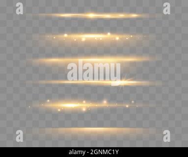 Jeu de flambeaux et de lentilles brillantes. Lumières brillantes isolées sur fond transparent. Illustration vectorielle Illustration de Vecteur