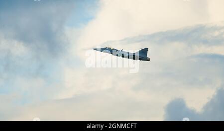 Göteborg, Suède - août 30 2008 : Saab JAS 39A Gripen 39201 au salon aéronautique de Göteborg. Banque D'Images