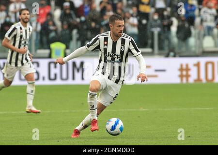 Turin, Italie. 26 septembre 2021. Aaron Ramsey (Juventus FC) pendant Juventus FC vs UC Sampdoria, football italien série A match à Turin, Italie, septembre 26 2021 crédit: Independent photo Agency/Alay Live News Banque D'Images