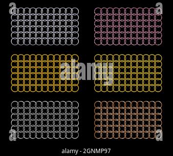 Ensemble de motifs de tissage de métal. Cercles de tissage, losange, carrés. Arrière-plan abstrait. Banque D'Images