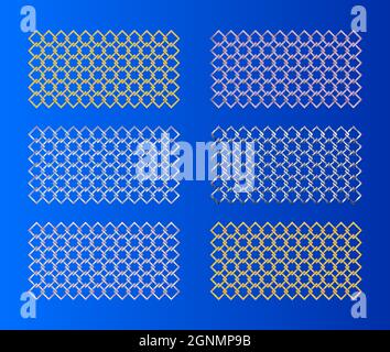 Ensemble de motifs de tissage de métal. Cercles de tissage, losange, carrés. Arrière-plan abstrait. Banque D'Images