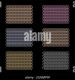 Ensemble de motifs de tissage de métal. Cercles de tissage, losange, carrés. Arrière-plan abstrait. Banque D'Images
