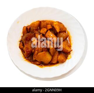 Patatas con sépia, bouchées avec des pommes de terre Banque D'Images