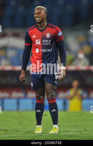 Naples, Italie. 26 septembre 2021. Balde Keita joueur de Cagliari, pendant le match de la ligue italienne Seriea entre Napoli vs Cagliari résultat final 2-0, match joué au stade Diego Armando Maradona. Naples, Italie, le 26 septembre 2021. (Photo par Vincenzo Izzo/Sipa USA) crédit: SIPA USA/Alay Live News Banque D'Images