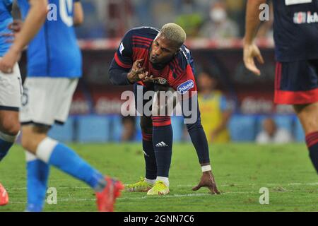 Naples, Italie. 26 septembre 2021. Balde Keita joueur de Cagliari, pendant le match de la ligue italienne Seriea entre Napoli vs Cagliari résultat final 2-0, match joué au stade Diego Armando Maradona. Naples, Italie, le 26 septembre 2021. (Photo par Vincenzo Izzo/Sipa USA) crédit: SIPA USA/Alay Live News Banque D'Images