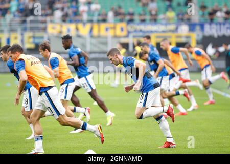 Milan, Italie. 25 septembre 2021. Italie, Milan, sept 25 2021: Robin Gosens (Atalanta milieu de terrain) pendant le match de football FC INTER vs ATALANTA, Serie A 2021-2022 jour6, stade San Siro (photo de Fabrizio Andrea Bertani/Pacific Press) Credit: Pacific Press Media production Corp./Alay Live News Banque D'Images