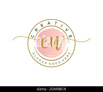 Eu féminine logo beauté monogramme et élégant logo design, écriture logo de la signature initiale, mariage, mode, floral et botanique avec la création Illustration de Vecteur