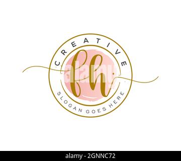 FH logo féminin beauté monogramme et élégant logo design, écriture logo de la signature initiale, mariage, mode, floral et botanique avec la création Illustration de Vecteur