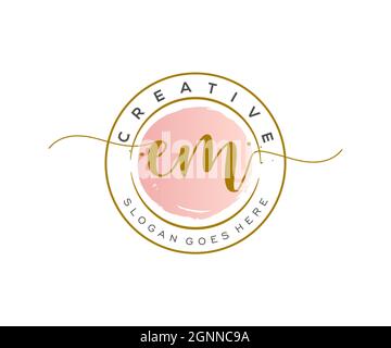 EM logo féminin beauté monogramme et élégant logo design, écriture logo de la signature initiale, mariage, mode, floral et botanique avec la création Illustration de Vecteur