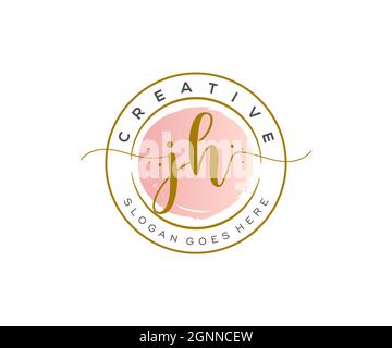 JH logo féminin beauté monogramme et élégant logo design, écriture logo de la signature initiale, mariage, mode, floral et botanique avec la création Illustration de Vecteur