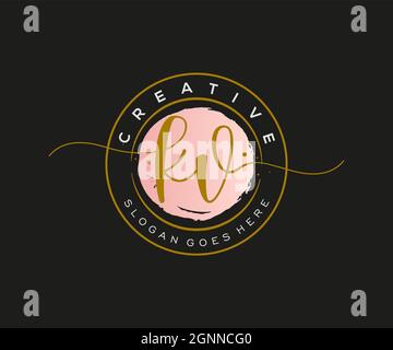 KV logo féminin beauté monogramme et élégant logo design, écriture logo de la signature initiale, mariage, mode, floral et botanique avec la création Illustration de Vecteur