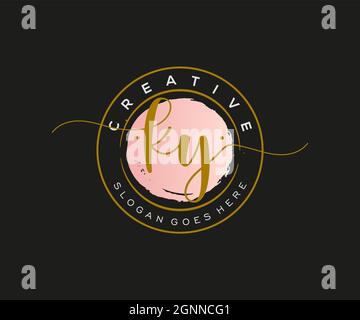 KY logo féminine beauté monogramme et élégant logo design, écriture logo de la signature initiale, mariage, mode, floral et botanique avec la création Illustration de Vecteur